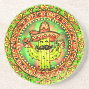Mexican Fiesta Cinco de Mayo Sombrero Hat Green Getränkeuntersetzer