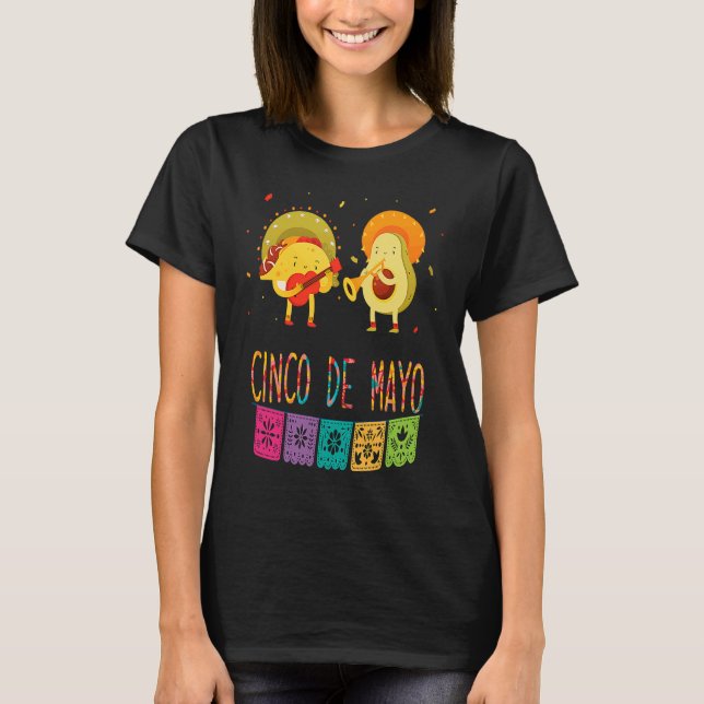 Mexican Fiesta Cinco De Mayo Tacos And Avocado Mex T-Shirt (Vorderseite)