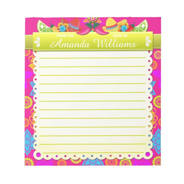 Mexican Fiesta Colorful Cutout Notepad Notizblock (Vorderseite)