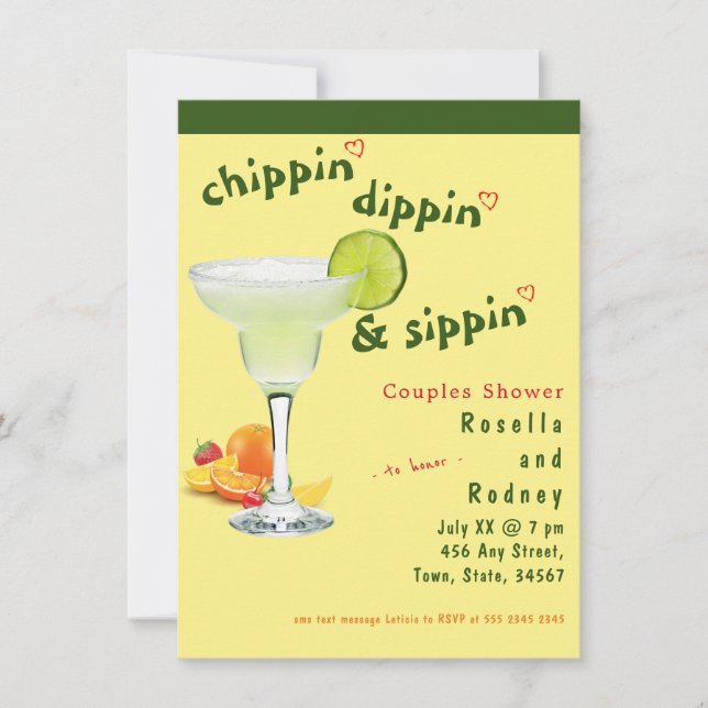 Mexican Fiesta Couples Dusche 🎉 Margarita Party Einladung (Vorderseite)