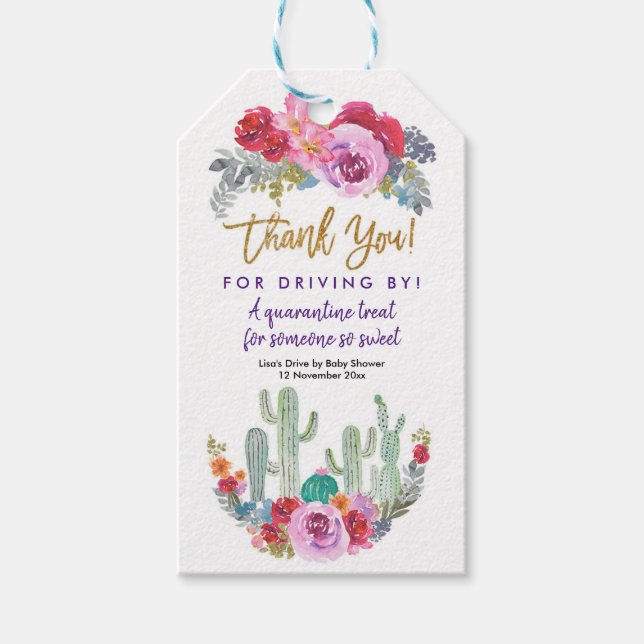 Mexican Fiesta Drive by Baby Dusche danke Ihnen Ta Geschenkanhänger (Vorderseite)