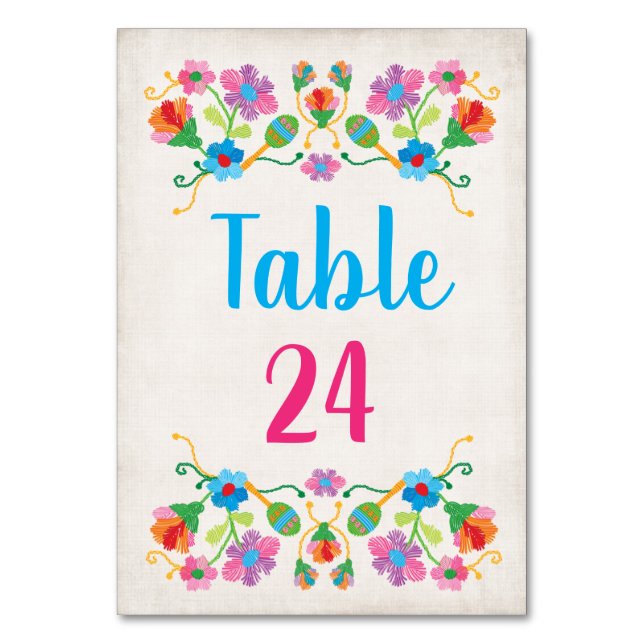 Mexican Fiesta Embroidery Tischnummern (Vorderseite)