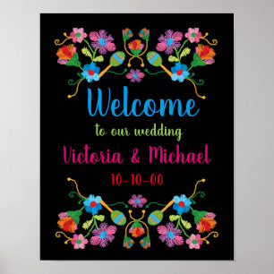 Mexican Fiesta Embroidery Welcome Poster