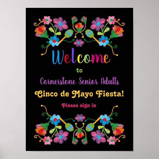 Mexican Fiesta Embroidery Welcome Poster (Vorne)