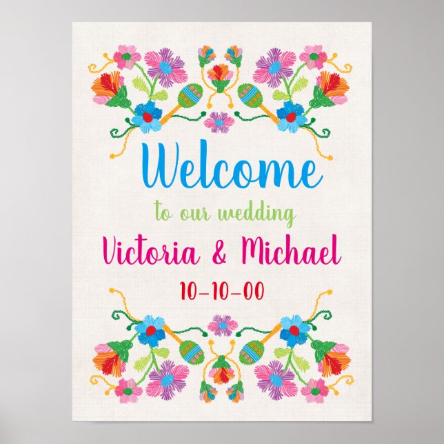 Mexican Fiesta Embroidery Welcome Poster (Vorne)