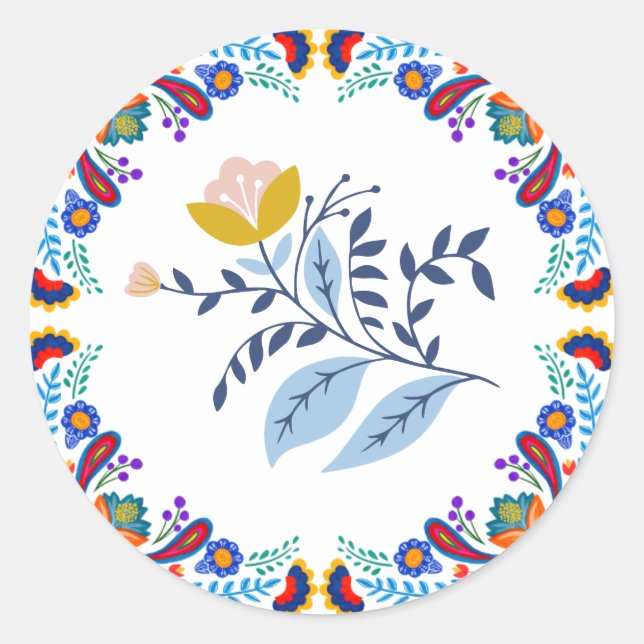 Mexican Fiesta Floral Baby Showaufkleber Runder Aufkleber (Vorderseite)
