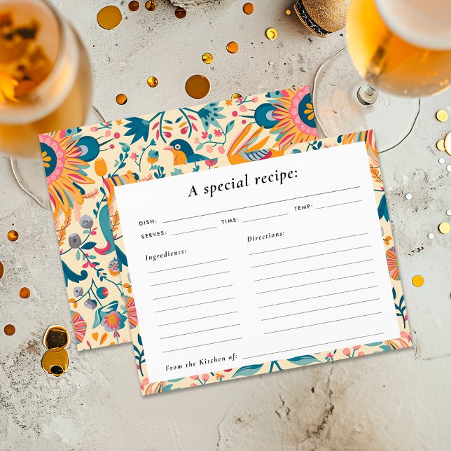 Mexican Fiesta Floral Brautparty Rezept Card (Von Creator hochgeladen)