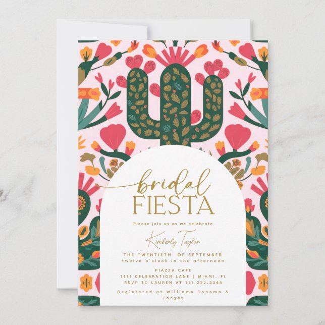Mexican Fiesta Floral Bridal Fiesta Dusche Einladung (Vorderseite)
