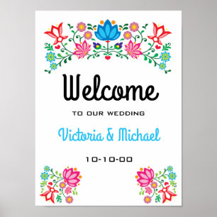 Mexican Fiesta Floral Welcome Poster