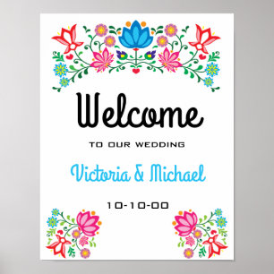 Mexican Fiesta Floral Welcome Poster