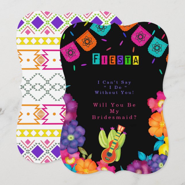 Mexican Fiesta Florals wirst du meine Bridesmaid s Einladung (Vorne/Hinten)