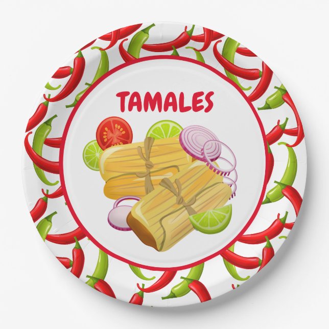 Mexican Fiesta Food Tamale Party Paper Plate Pappteller (Vorderseite)