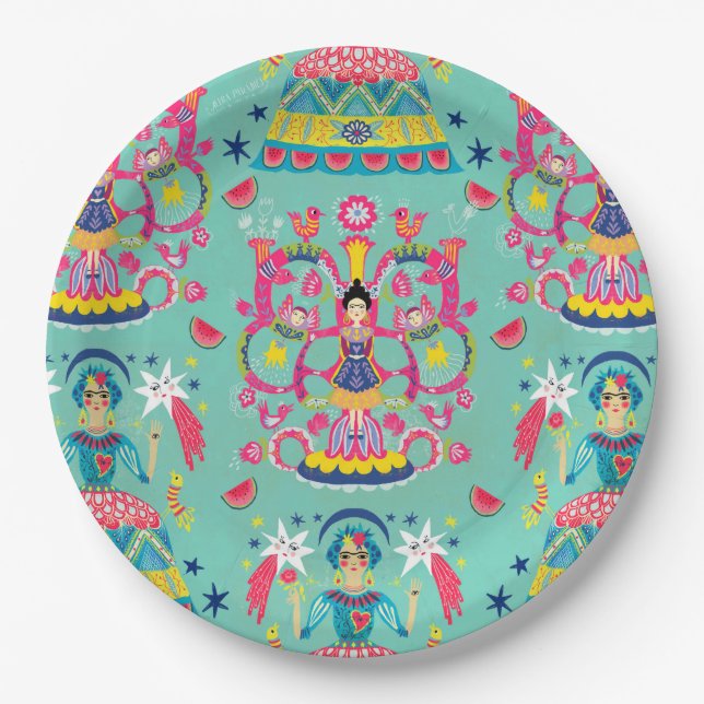 Mexican Fiesta Frida Pappteller (Vorderseite)