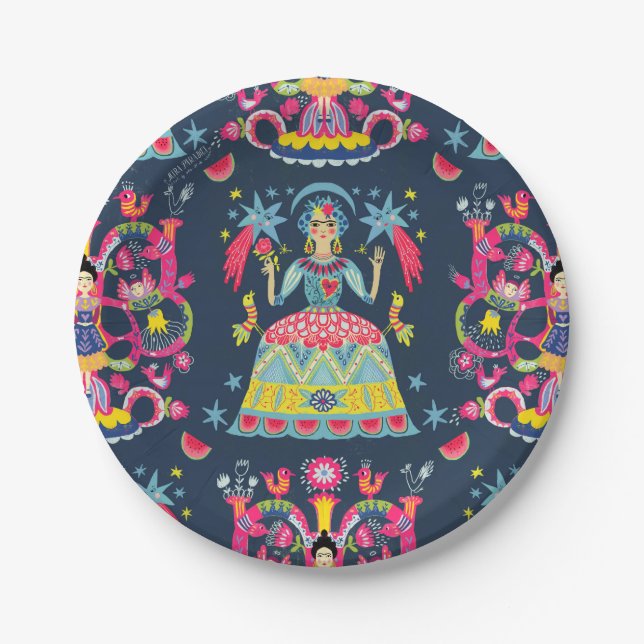 Mexican Fiesta Frida Pappteller (Vorderseite)