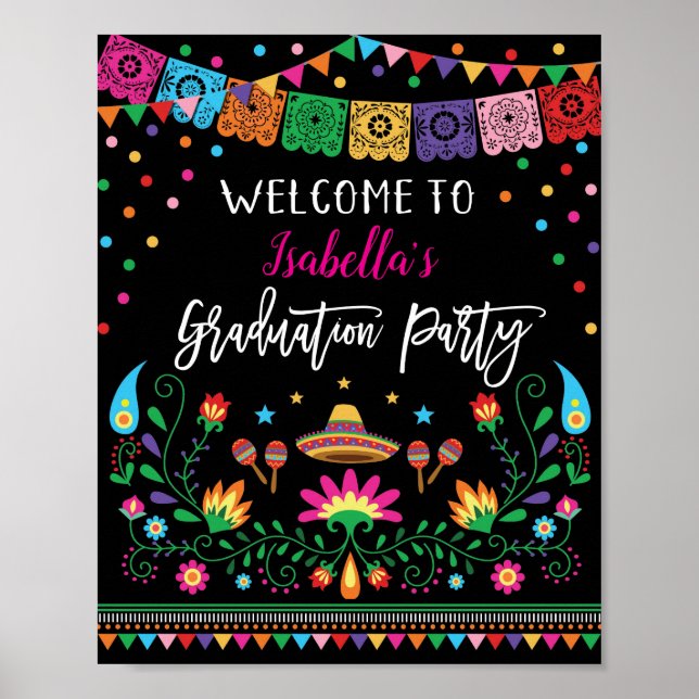 Mexican Fiesta Graduation Party Welcome Poster (Vorne)