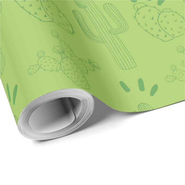 Mexican Fiesta Green Cactus Geschenkpapier (Rolleneckpunkt)