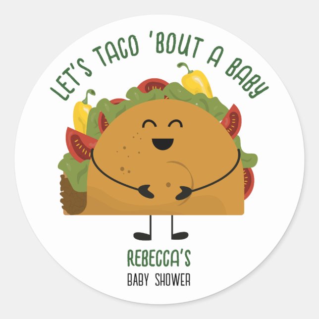 Mexican fiesta let's taco "über eine Babydusche Runder Aufkleber (Vorderseite)