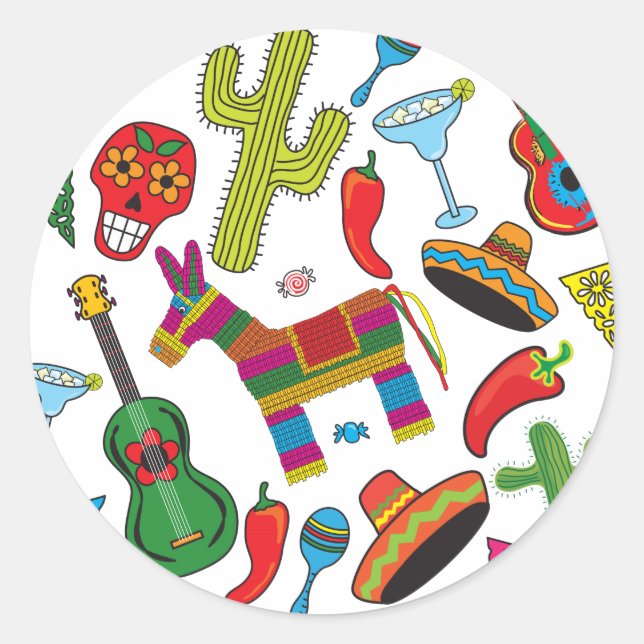 Mexican Fiesta Party Images Runder Aufkleber (Vorderseite)