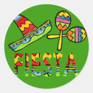 Mexican Fiesta Party Sombrero Maraca Stickers