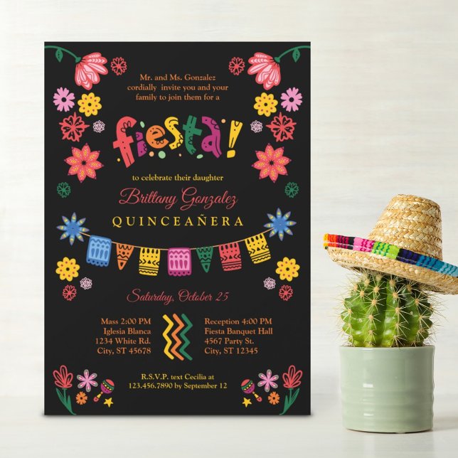 Mexican Fiesta Quinceañera Einladung (Von Creator hochgeladen)