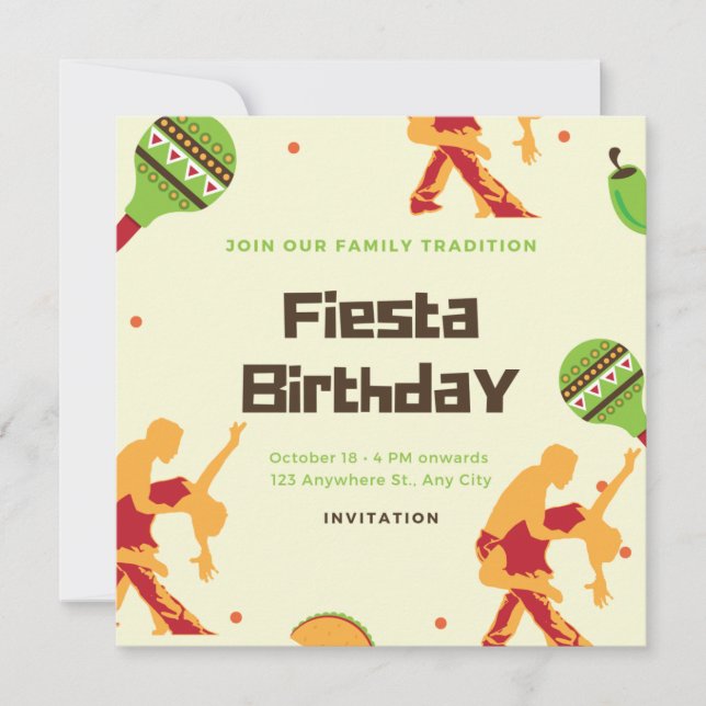 Mexican Fiesta Spanish Dance Couple Birthday Einladung (Vorderseite)