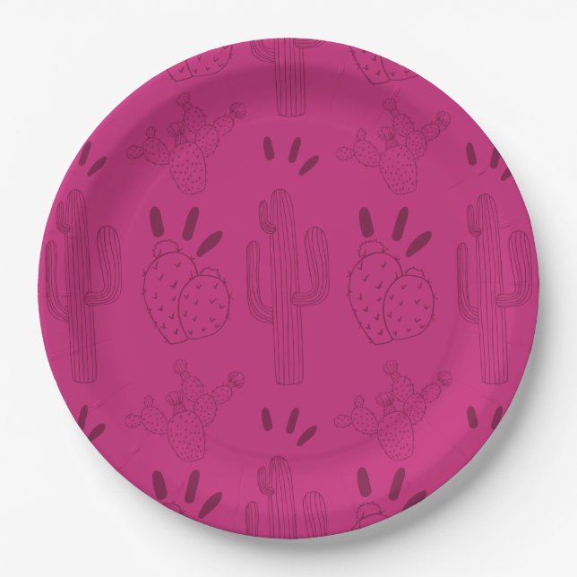 Mexican Fiesta Taco Cactus Pink Pappteller (Vorderseite)