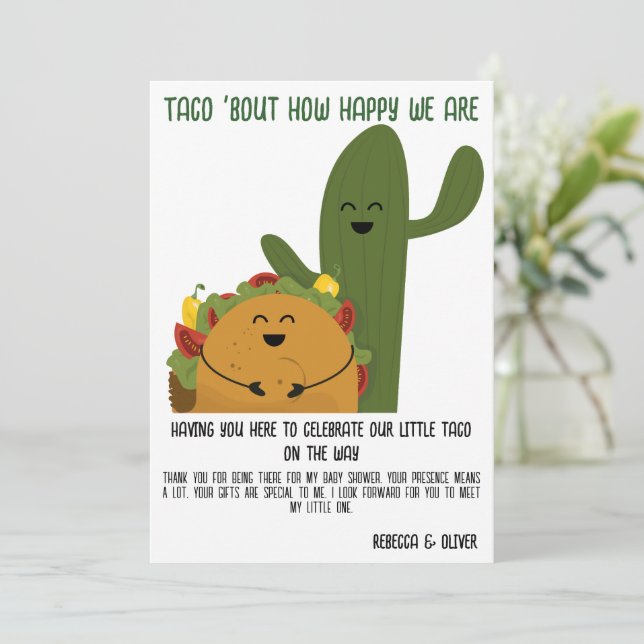 Mexican fiesta taco Paare Babydusche Danke (Stehend Vorderseite)