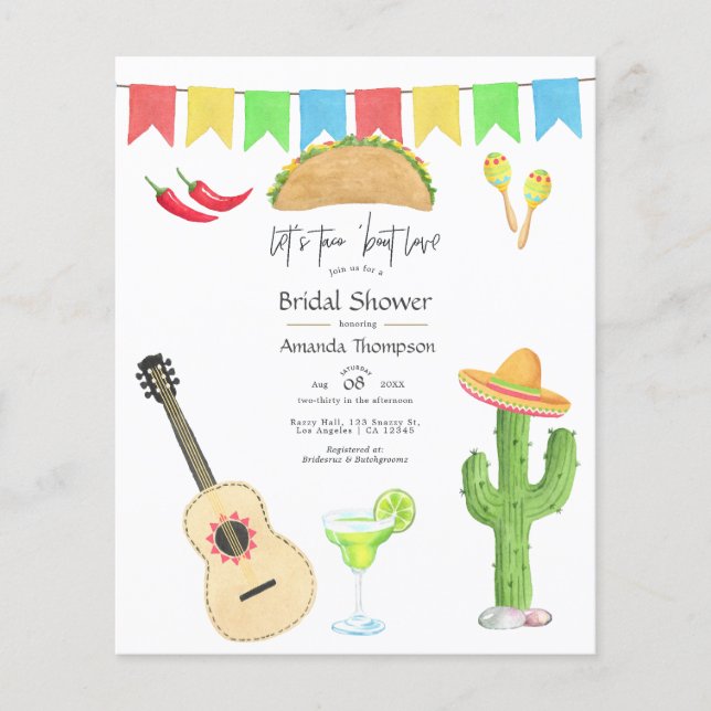 Mexican Fiesta Taco "über Liebe Brautparty Flyer (Vorne)