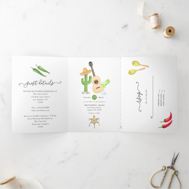 Mexican Fiesta Taco "über Liebe Tri-Fold Einladung (Innenseite)