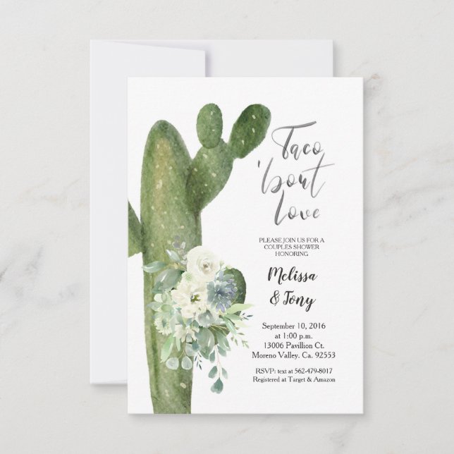 Mexican Fiesta Taco'bout Liebe Paare Dusche Einladung (Vorderseite)