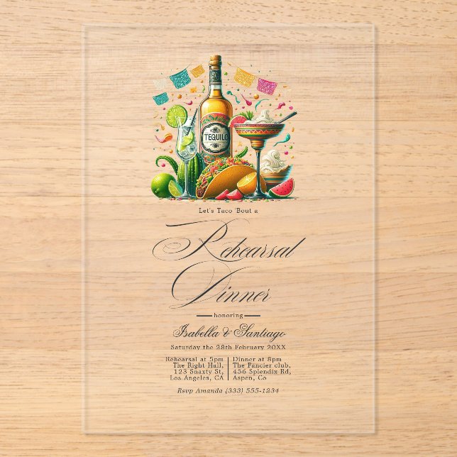 Mexican Fiesta Tequila Probe Dinner Acryleinladungen (Vorderseite)