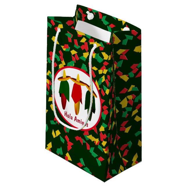 Mexican Fiesta Three Amigos Hot Paprikaschoten Kleine Geschenktüte (Vorderseite Schrägansicht)