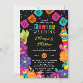 Mexican Fiesta Vivid Watercolor Florals Wedding Einladung
