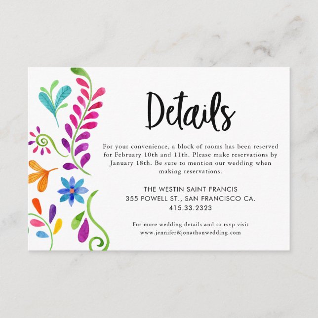 Mexican Fiesta Wedding Details Enclosure Card Begleitkarte (Vorderseite)