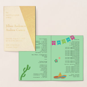 Mexican Fiesta Wedding Itinerary Coral Foil Card Folienkarte