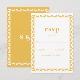 Mexican Fiesta Yellow Papel Picado Boho Wedding RSVP Karte
