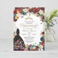 Mexican Floral Embroidery Butterfly Quinceanera