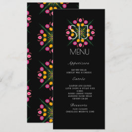 Mexican Florals Butterflies Hand Dawn Wedding Menu Feiertagskarte