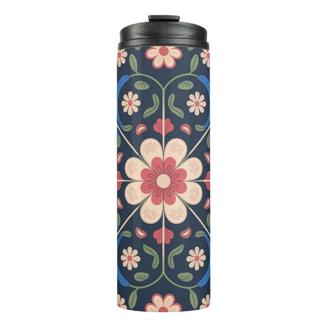 Mexican Folk Art Floral Pattern Thermosbecher (Vorderseite)