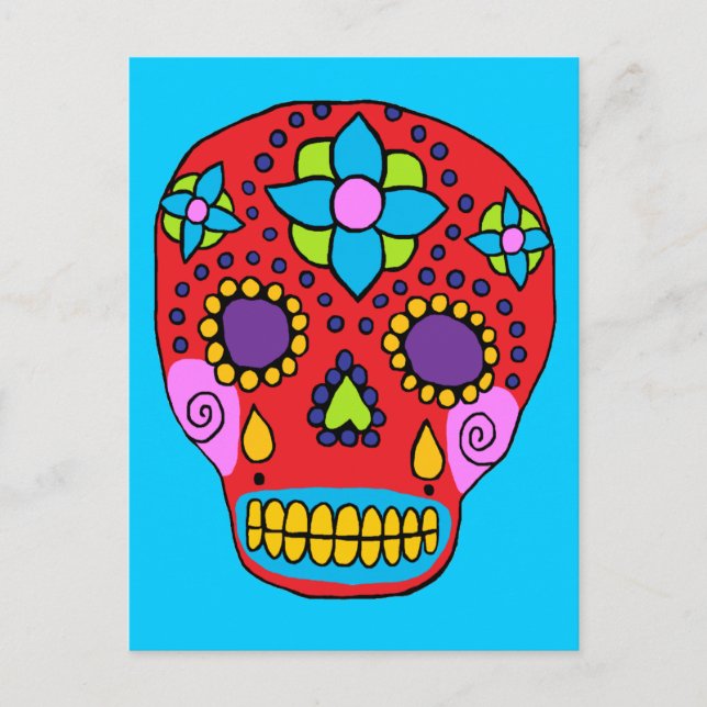 Mexican Folk Art Sugar Skull Postkarte (Vorderseite)