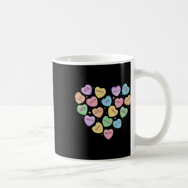 Mexican Food Heart Conversation Nachos Tacos Valen Kaffeetasse (Rechts)
