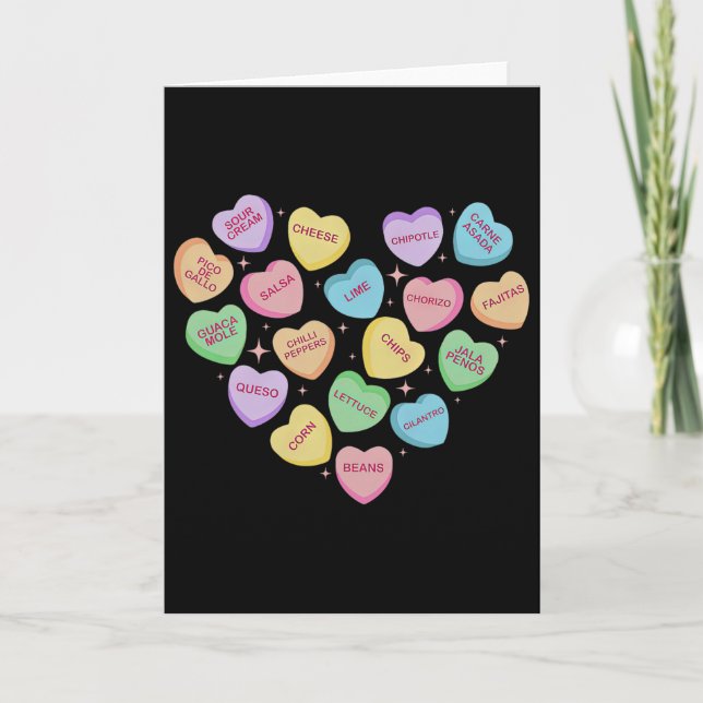 Mexican Food Heart Conversation Nachos Tacos Valen Karte (Vorderseite)