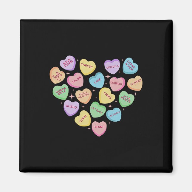 Mexican Food Heart Conversation Nachos Tacos Valen Magnet (Vorne)