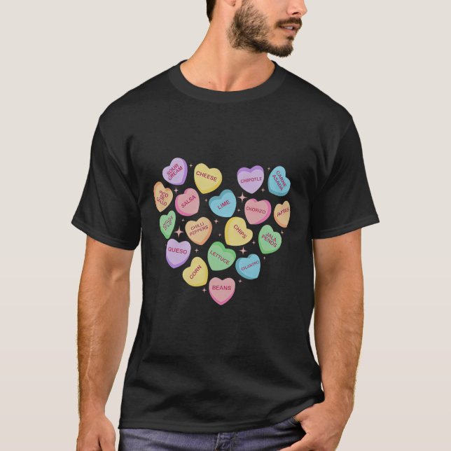 Mexican Food Heart Conversation Nachos Tacos Valen T-Shirt (Vorderseite)