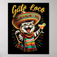Mexican Gato Loco Sombrero Cat Cinco De Mayo Funny