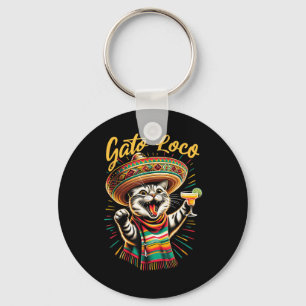 Mexican Gato Loco Sombrero Cat Cinco De Mayo Funny Schlüsselanhänger