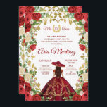 Mexican Girl Burgundy Dress 15. Geburtstag Einladung<br><div class="desc">Mexikanisches Girl Burgundy Kleid 15. Geburtstag EinladungMis Quince Anos,  15. Geburtstag</div>