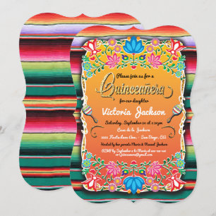 Mexican Gold Fiesta Quinceañera Invisions Einladung