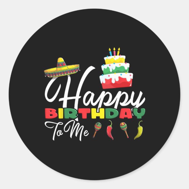 Mexican Holliday Sombrero Niedlich Cake Happy Birt Runder Aufkleber (Vorderseite)