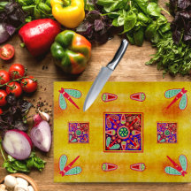Mexican Huichol Golden & Lila Art Patterns